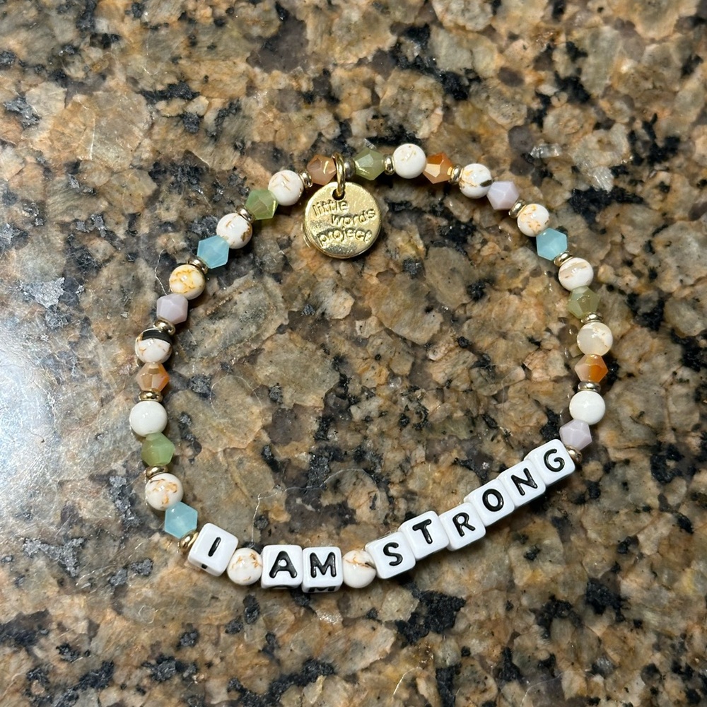 Little words project I am strong by Hannah bower bracelet